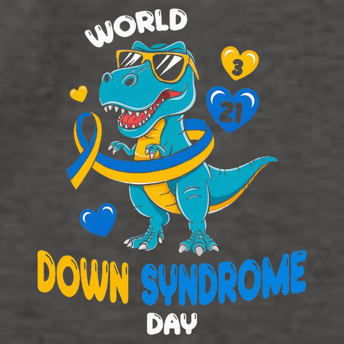 World Down Syndrome Day Trisomy 21 Awareness Dinosaur  Vector Backpack