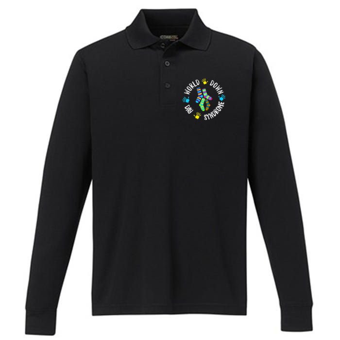 World Down Syndrome Day Awareness Socks 21 March Performance Long Sleeve Polo