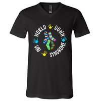 World Down Syndrome Day Awareness Socks 21 March V-Neck T-Shirt