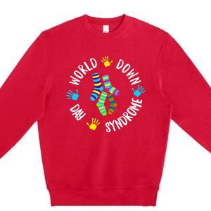 World Down Syndrome Day Awareness Socks 21 March Premium Crewneck Sweatshirt