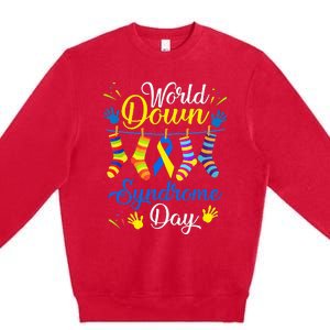 World Down Syndrome Day Awareness Socks 21 March Premium Crewneck Sweatshirt