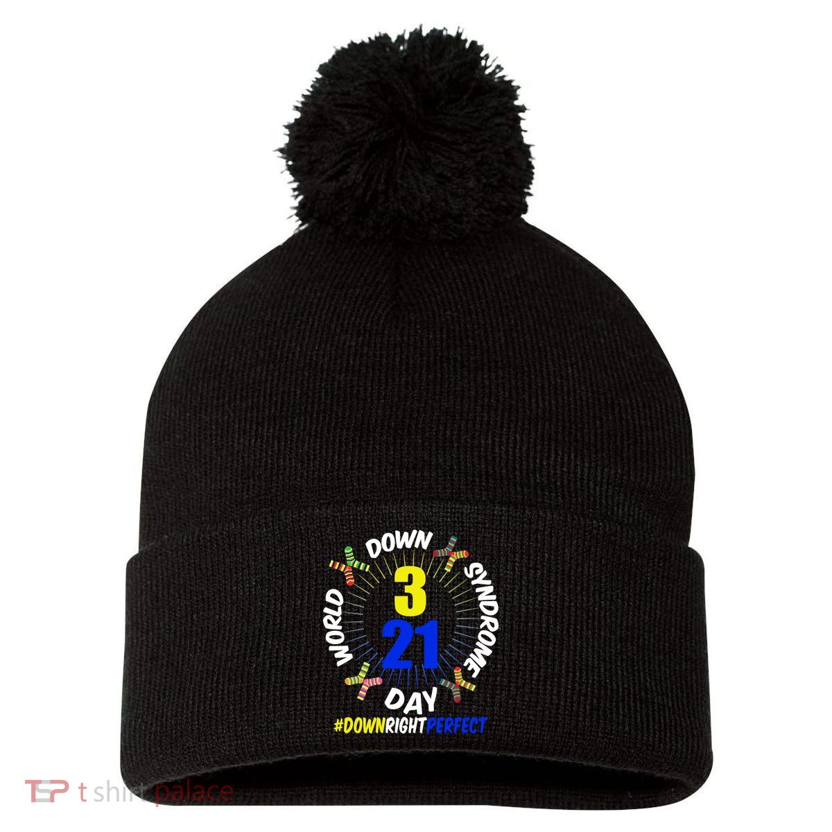 World Down Syndrome Day #DownRightPerfect Pom Pom 12in Knit Beanie