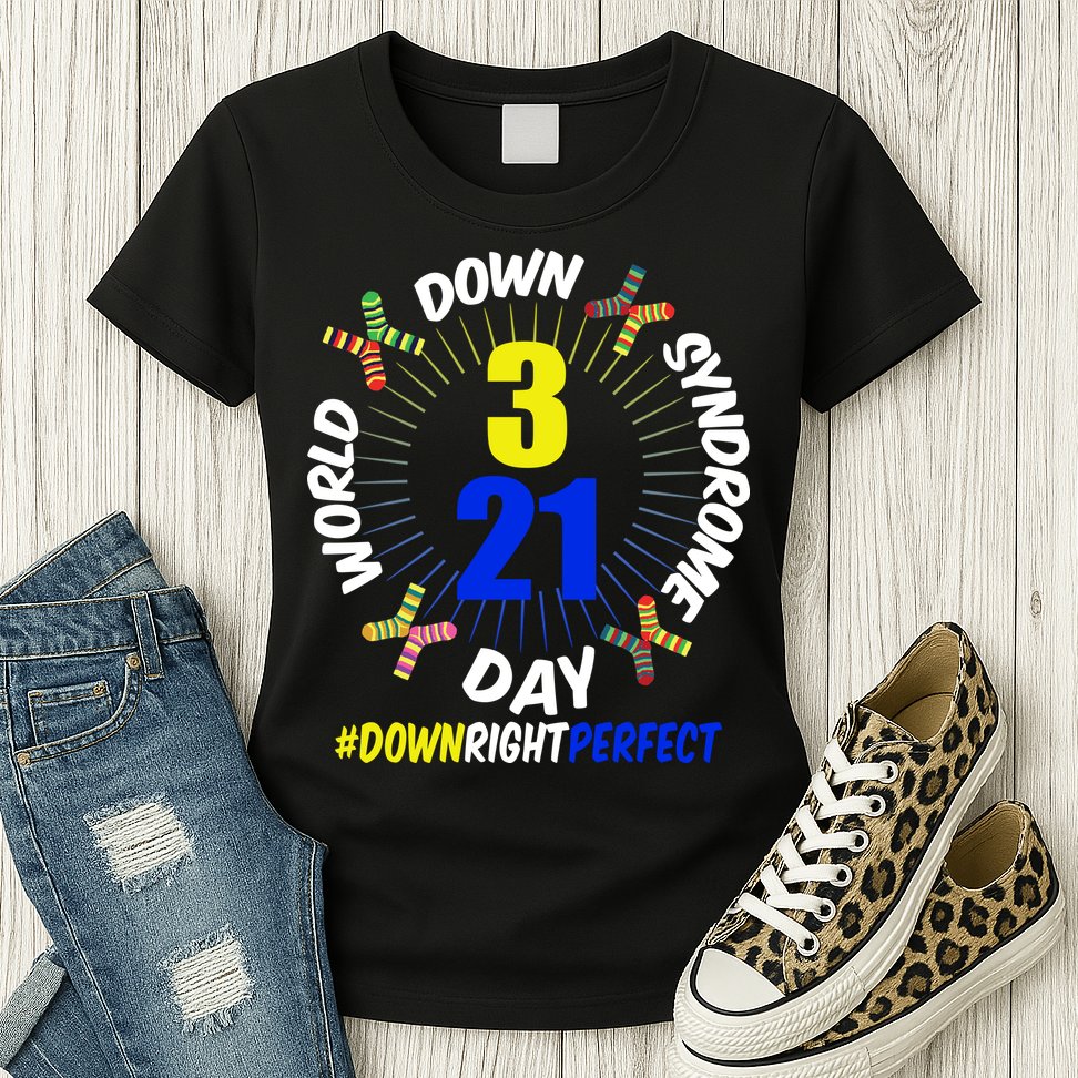 World Down Syndrome Day #DownRightPerfect Womens T-Shirt