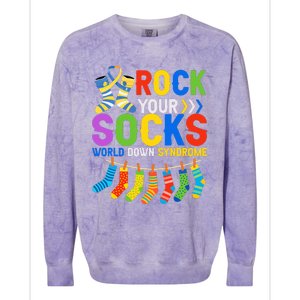 World Down Syndrome Day Awareness Rock Your Socks Colorblast Crewneck Sweatshirt