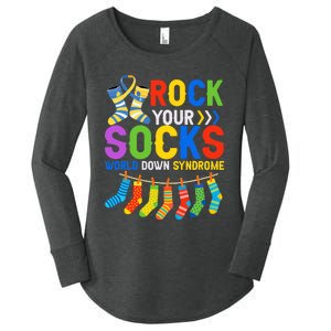 World Down Syndrome Day Awareness Rock Your Socks Women's Perfect Tri Tunic Long Sleeve Shirt