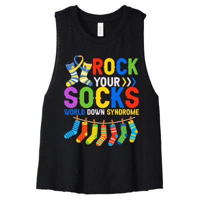 World Down Syndrome Day Awareness Rock Your Socks Women's Racerback Cropped Tank