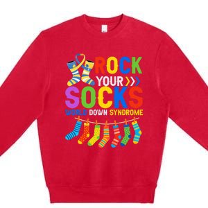 World Down Syndrome Day Awareness Rock Your Socks Premium Crewneck Sweatshirt