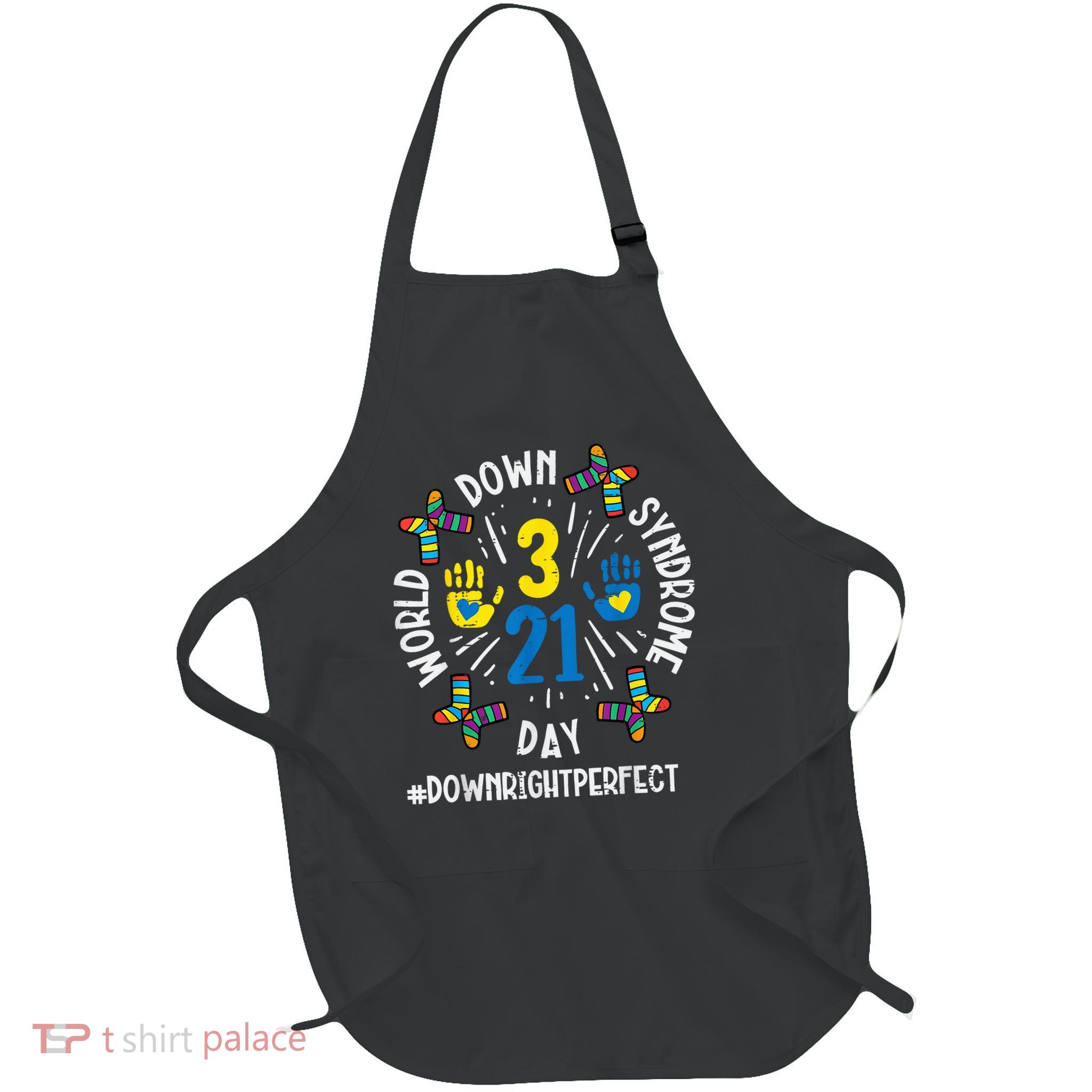 World Down Syndrome Day 321 Awareness Support Full-Length Apron With Pockets