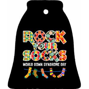 World Down Syndrome Day Rock Your Socks Awareness Ceramic Bell Ornament