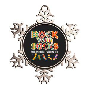 World Down Syndrome Day Rock Your Socks Awareness Metallic Star Ornament