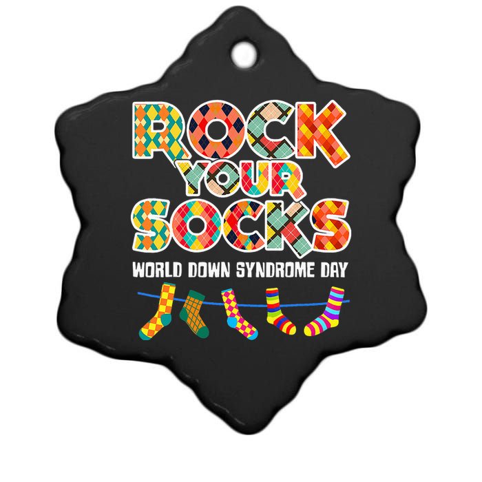 World Down Syndrome Day Rock Your Socks Awareness Ceramic Star Ornament