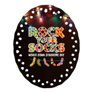 World Down Syndrome Day Rock Your Socks Awareness Ceramic Oval Ornament