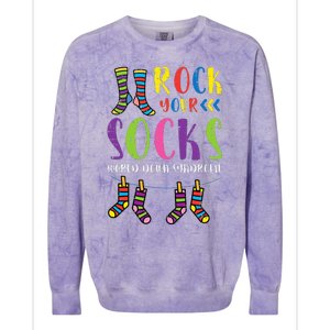 World Down Syndrome Rock Your Socks Awareness Colorblast Crewneck Sweatshirt