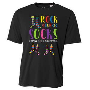 World Down Syndrome Rock Your Socks Awareness Cooling Performance Crew T-Shirt