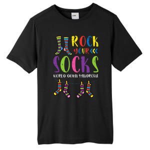 World Down Syndrome Rock Your Socks Awareness Tall Fusion ChromaSoft Performance T-Shirt