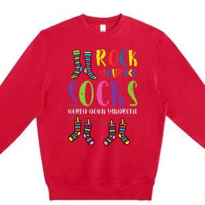 World Down Syndrome Rock Your Socks Awareness Premium Crewneck Sweatshirt