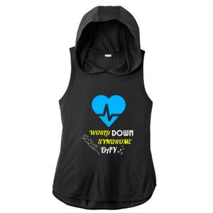 World Down Syndrom Day Heart Relaxed Fit Gift Ladies PosiCharge Tri-Blend Wicking Draft Hoodie Tank