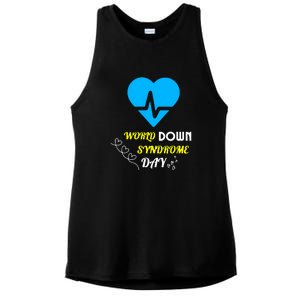 World Down Syndrom Day Heart Relaxed Fit Gift Ladies PosiCharge Tri-Blend Wicking Tank