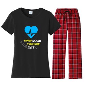 World Down Syndrom Day Heart Relaxed Fit Gift Women's Flannel Pajama Set