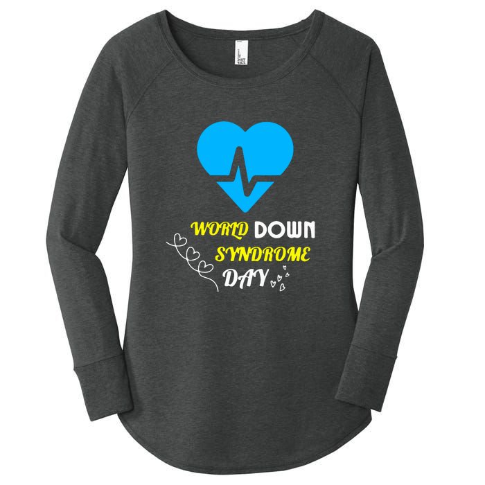 World Down Syndrom Day Heart Relaxed Fit Gift Women's Perfect Tri Tunic Long Sleeve Shirt