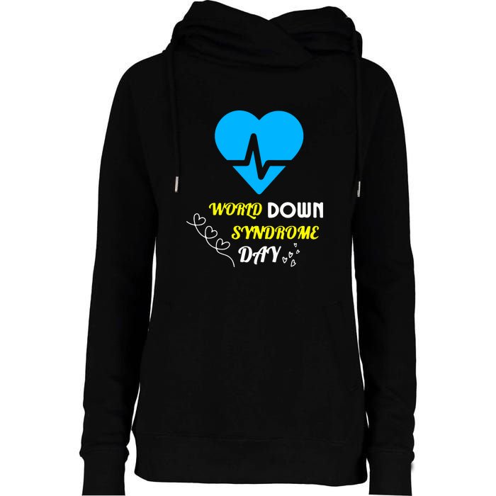 World Down Syndrom Day Heart Relaxed Fit Gift Womens Funnel Neck Pullover Hood