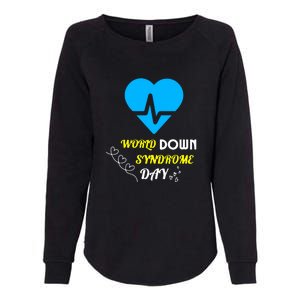 World Down Syndrom Day Heart Relaxed Fit Gift Womens California Wash Sweatshirt