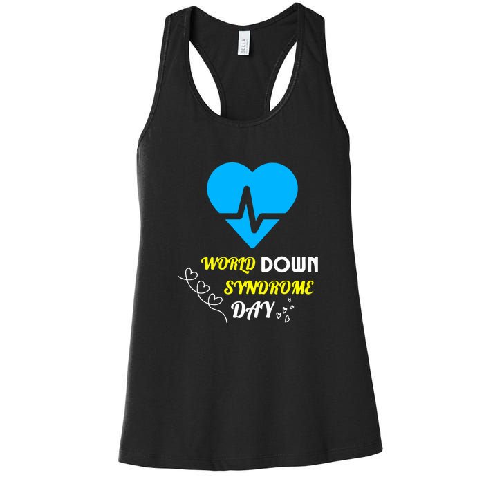 World Down Syndrom Day Heart Relaxed Fit Gift Women's Racerback Tank