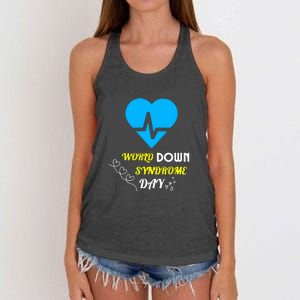 World Down Syndrom Day Heart Relaxed Fit Gift Women's Knotted Racerback Tank