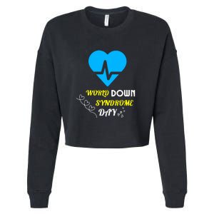 World Down Syndrom Day Heart Relaxed Fit Gift Cropped Pullover Crew