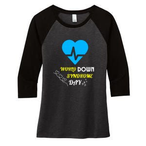 World Down Syndrom Day Heart Relaxed Fit Gift Women's Tri-Blend 3/4-Sleeve Raglan Shirt