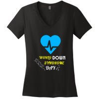 World Down Syndrom Day Heart Relaxed Fit Gift Women's V-Neck T-Shirt