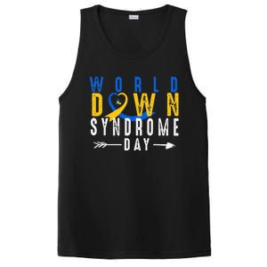 World Down Syndrome Day Ribbon Blue And Yellow Heart Hands PosiCharge Competitor Tank