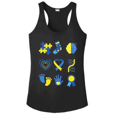 World Down Syndrome Day Ribbon Blue Yellow Butterfly Socks Ladies PosiCharge Competitor Racerback Tank