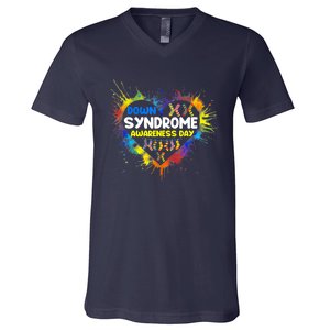 World Down Syndrome Day Awareness Socks 21 March Gifts V-Neck T-Shirt