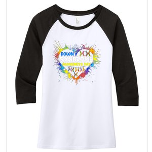 World Down Syndrome Day Awareness Socks 21 March Gifts Women's Tri-Blend 3/4-Sleeve Raglan Shirt