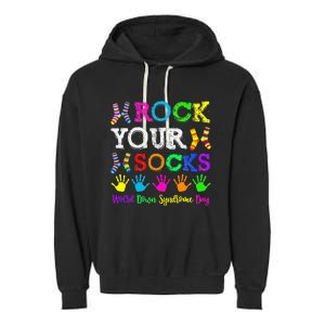 World Down Syndrome Day Rock Your Socks Awareness Support Garment-Dyed Fleece Hoodie