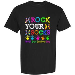 World Down Syndrome Day Rock Your Socks Awareness Support Garment-Dyed Heavyweight T-Shirt