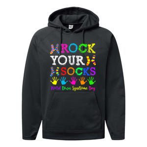 World Down Syndrome Day Rock Your Socks Awareness Support Performance Fleece Hoodie