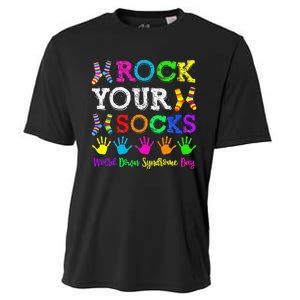 World Down Syndrome Day Rock Your Socks Awareness Support Cooling Performance Crew T-Shirt