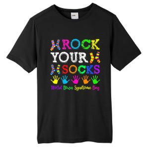 World Down Syndrome Day Rock Your Socks Awareness Support Tall Fusion ChromaSoft Performance T-Shirt