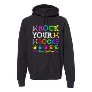 World Down Syndrome Day Rock Your Socks Awareness Support Premium Hoodie