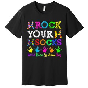 World Down Syndrome Day Rock Your Socks Awareness Support Premium T-Shirt