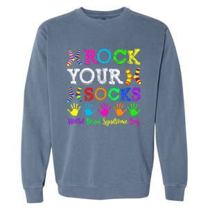 World Down Syndrome Day Rock Your Socks Awareness Support Garment-Dyed Sweatshirt