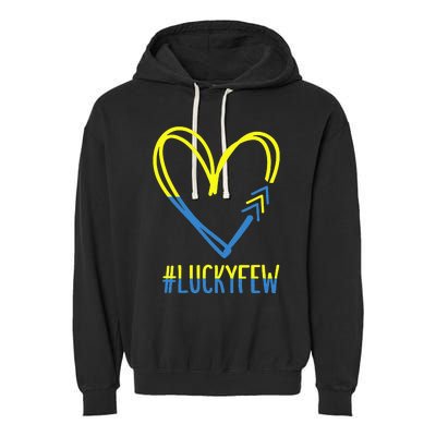 World Down Syndrome Awareness Day 3 Arrows Lucky Few Tattoo Garment-Dyed Fleece Hoodie