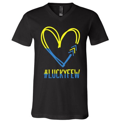 World Down Syndrome Awareness Day 3 Arrows Lucky Few Tattoo V-Neck T-Shirt