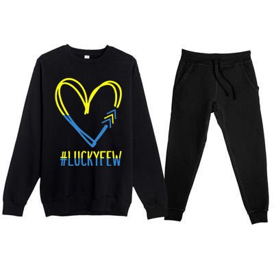 World Down Syndrome Awareness Day 3 Arrows Lucky Few Tattoo Premium Crewneck Sweatsuit Set