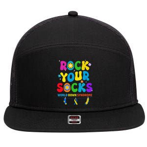 World Down Syndrome Day Rock Your Socks Awareness 7 Panel Mesh Trucker Snapback Hat