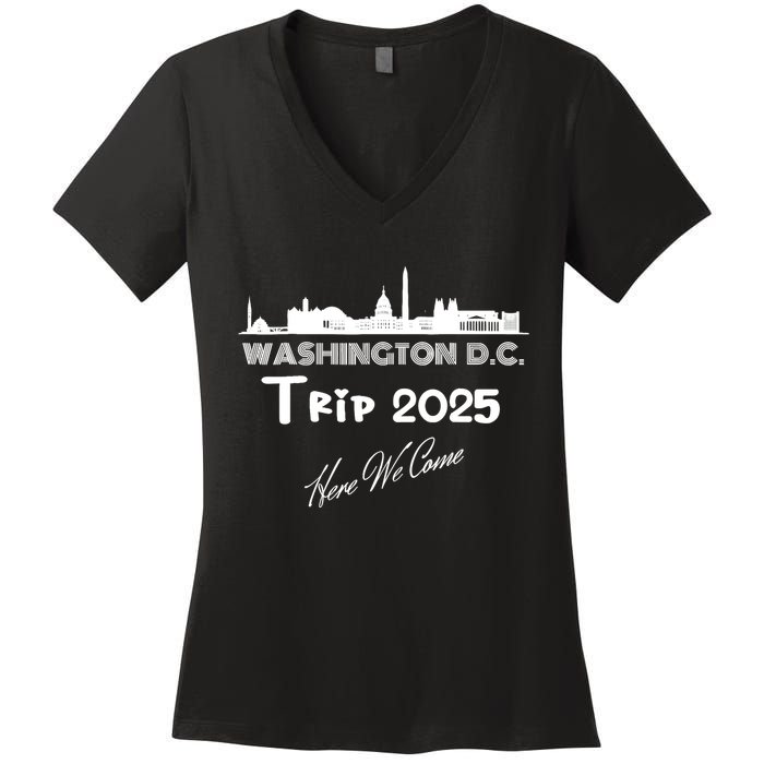 Washington D.C Skyline Trip 2025 Here We Come Matching Team Women's V-Neck T-Shirt
