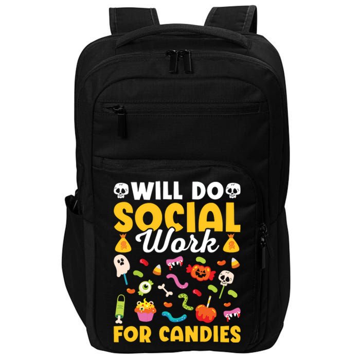 Will Do Social Work Funny Social Worker Halloween Impact Tech Backpack