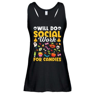 Will Do Social Work Funny Social Worker Halloween Ladies Essential Flowy Tank